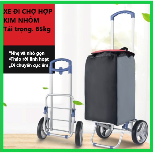 Xe Kéo Đi Chợ - Xe Siêu Thị Bằng Hợp Kim Nhôm Mẫu Mới Tặng Kèm Túi Vải chống thấm nước