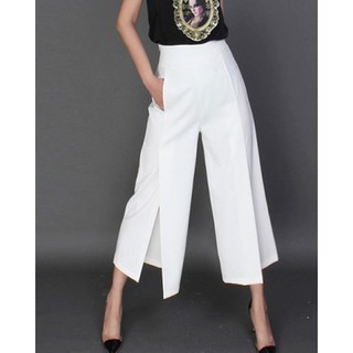 Quần culottes ống rộng xẻ tà cao