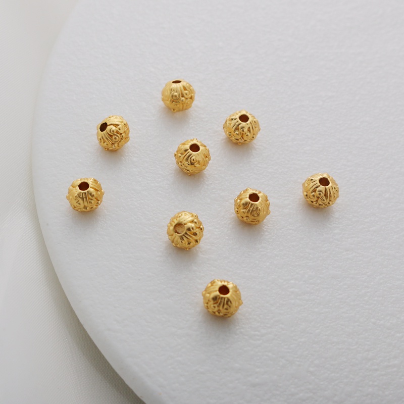 Bộ 10 Hạt Tròn Màu Vàng 18K 6mm Dùng Làm Trang Sức Thủ Công