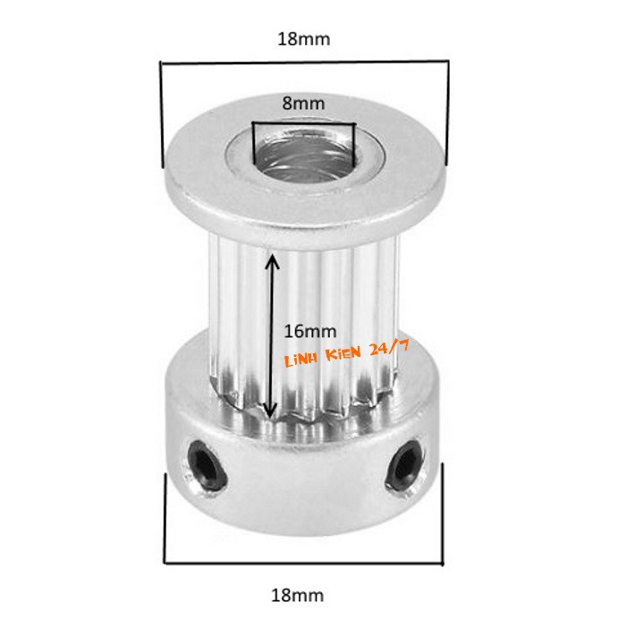 Puly Bánh Răng Nhôm 5M 10 Răng Bản 16mm Trục 5mm và 8mm