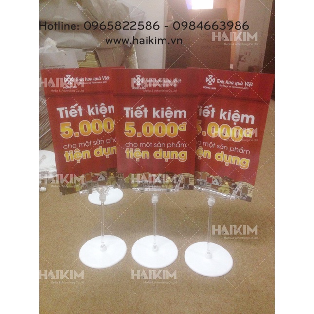 Chân đế nhựa TQ, Kẹp để bàn, chân đế kẹp hình in, wobbler để bàn - MÀU TRONG SUỐT - ĐỦ KÍCH THƯỚC - CDTQ