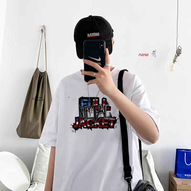 Áo phông rộng unisex tay lỡ nam nữ basic tee JackFILL oversize màu trắng streetwear chất liệu cotton dày mịn