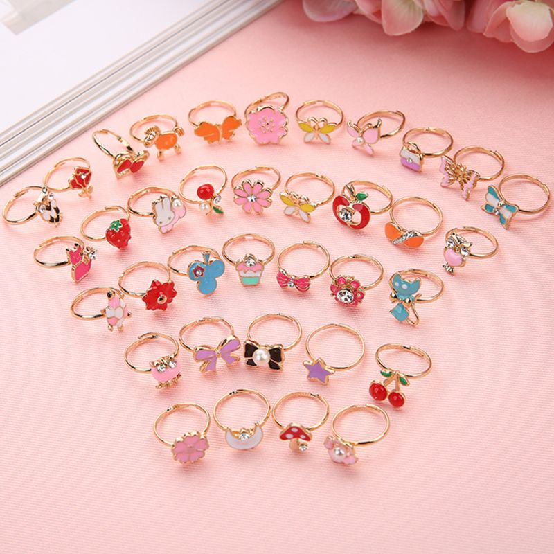 Set 36 Nhẫn Hợp Kim Hình Hoạt Hình Dễ Thương Cho Bé