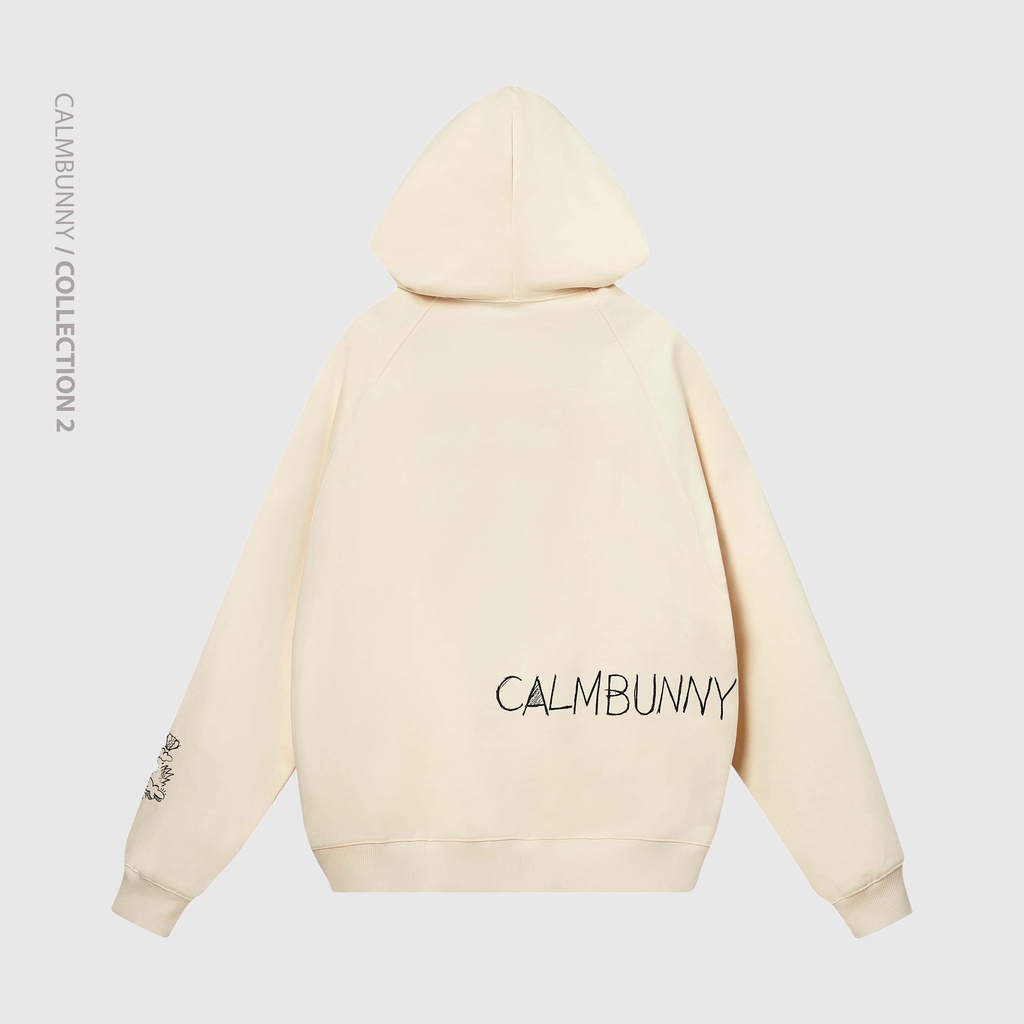 Áo hoodie tay dài CALMBUNNY khoác nam nữ đẹp form rộng kem BUTTER
