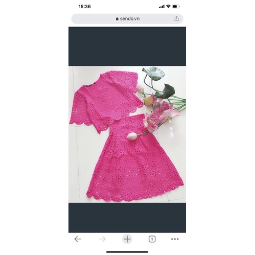 SET ÁO REN TAY CON + CHÂN VÁY XOÈ SALE
