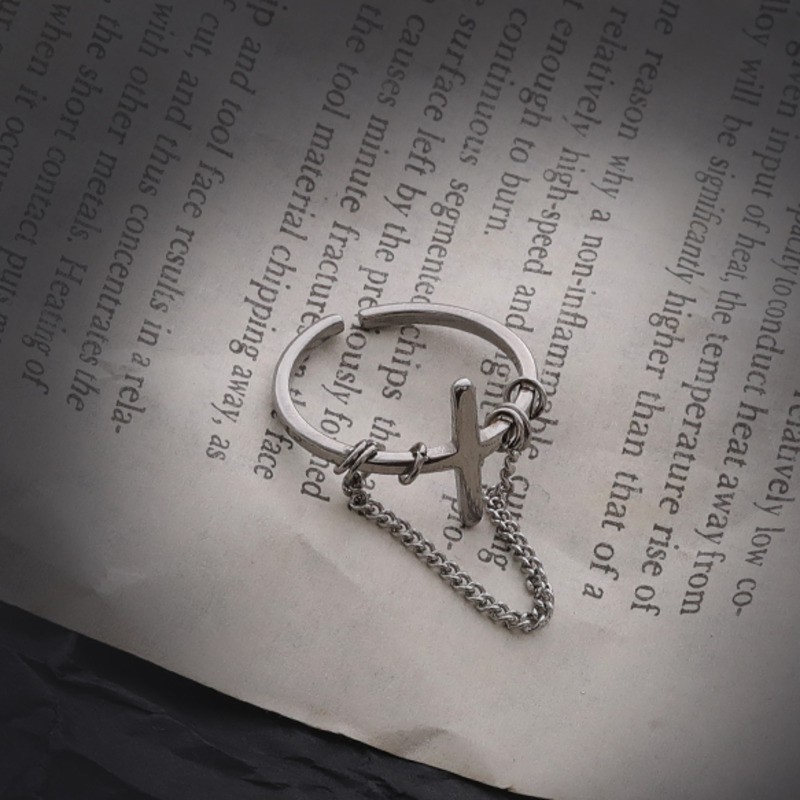 Nhẫn Kim Loại Mặt Hình Thánh Giá Phong Cách Hiphop