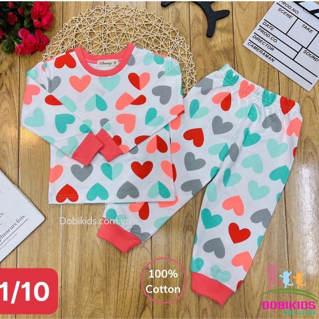 Bộ Tay Dài Bé Gái Thun Cotton Cho Bé 10-26kg