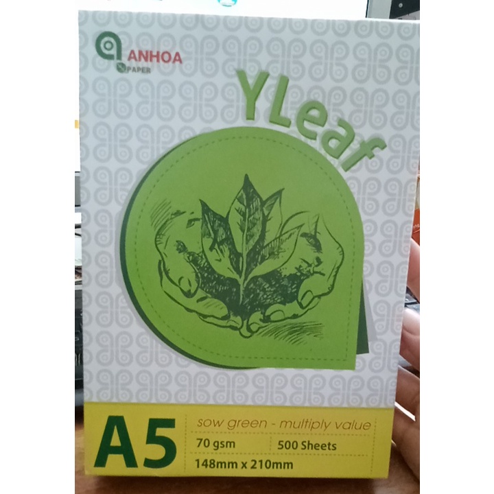 GIẤY PHOTOCOPY AN HÒA Yleaf A5- 500 tờ ĐL 70g/m2