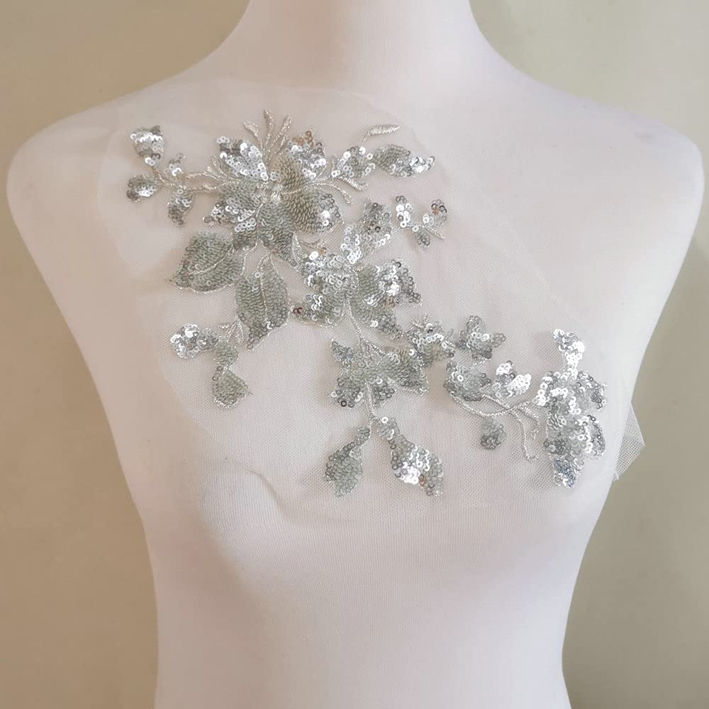 1 Miếng Vá, May Quần Áo Hình Hoa Đính Kim Sa Nhiều Màu, Kích Thước 28X16Cm