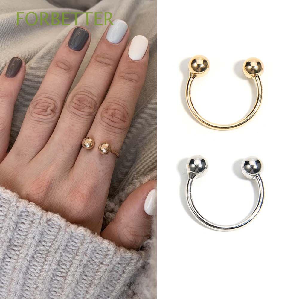 Nhẫn Thời Trang Hình Quả Bóng Đôi Bằng Đồng Phong Cách Punk Cho Nữ|Nhẫn Hở Bằng Đồng Chất Lượng Cao Dành Cho Nam