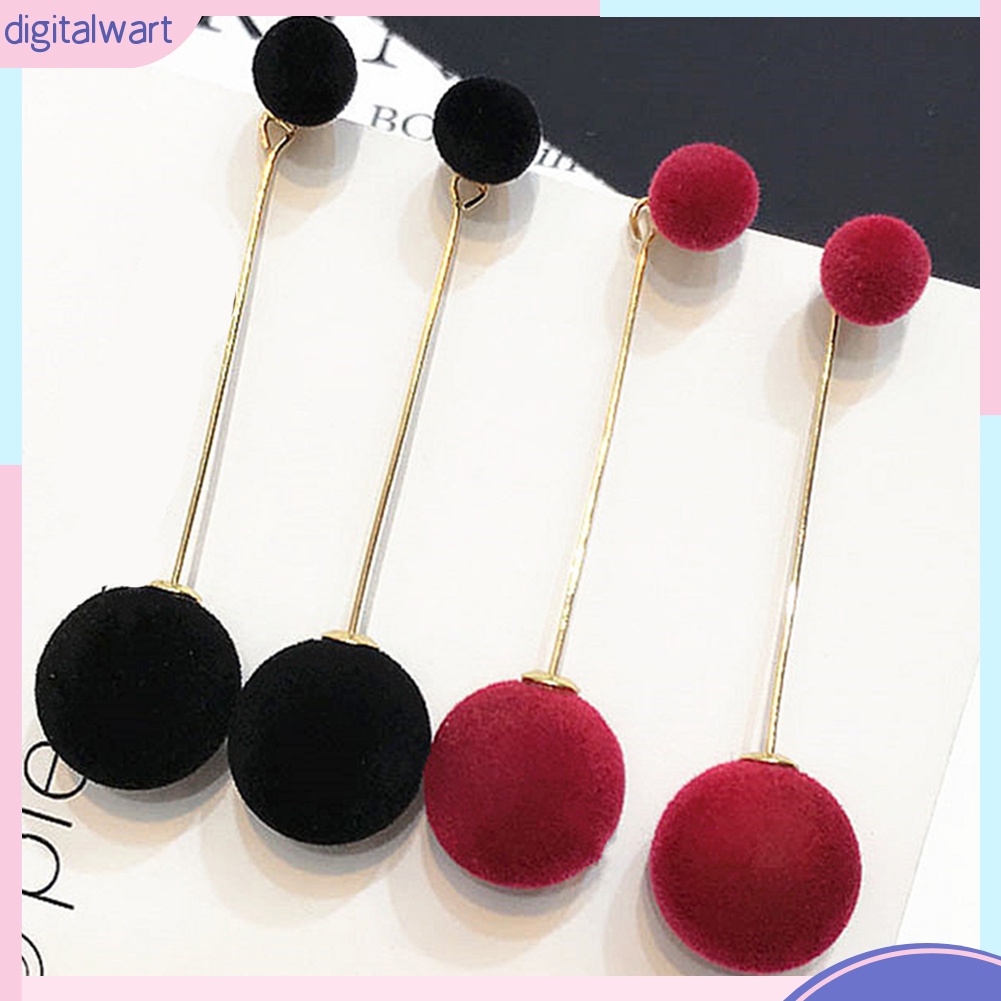 Khuyên tai dài quả bông tròn xinh xắn cho nữ