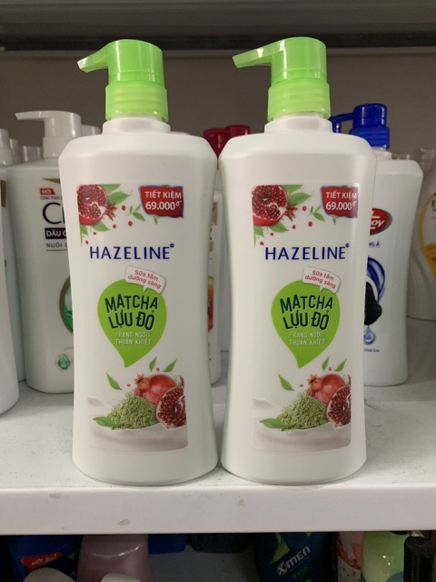 Sữa tắm sáng da Hazeline Matcha lựu đỏ 670g(mầu xanh)