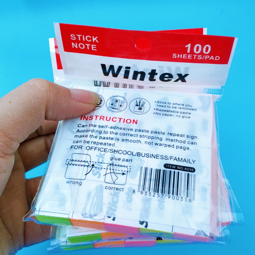 Stick note  - Giấy nhớ Wintex 4 Màu Kích Thước 𝟬.𝟲*𝟯 𝗶𝗻𝗰𝗵/𝟳𝟲*𝟭𝟱.𝟮𝗺𝗺