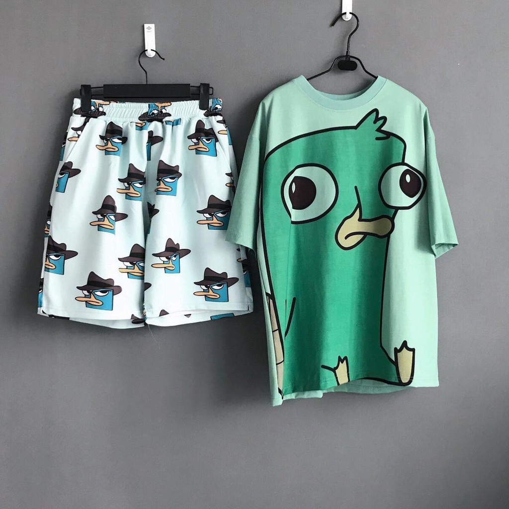 Set đồ bộ hoạt hình ❤️ Bộ mặc nhà Cartoon VỊT PERRY form rộng Freesize Unisex nam nữ Molly Fashion