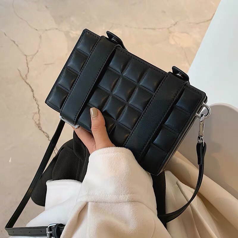 Túi xách hộp đeo chéo hoạ tiết ô vuông nổi lạ mắt vintage đi chơi đi làm du lịch