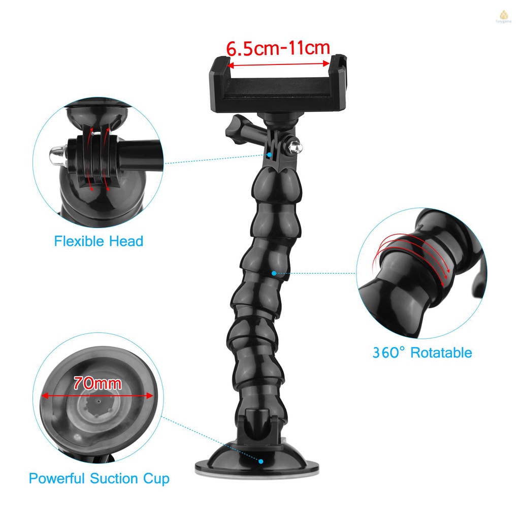 Giá Đỡ Điện Thoại 23cm / 9.1in Thiết Kế Giác Hút Linh Hoạt Xoay 360 Độ Tiện Dụng°Đầu Nối Vít 1 / 4 Inch Xoay Được Kèm Giá Đỡ Điện Thoại Cho Camera Thể Thao Thông Minh