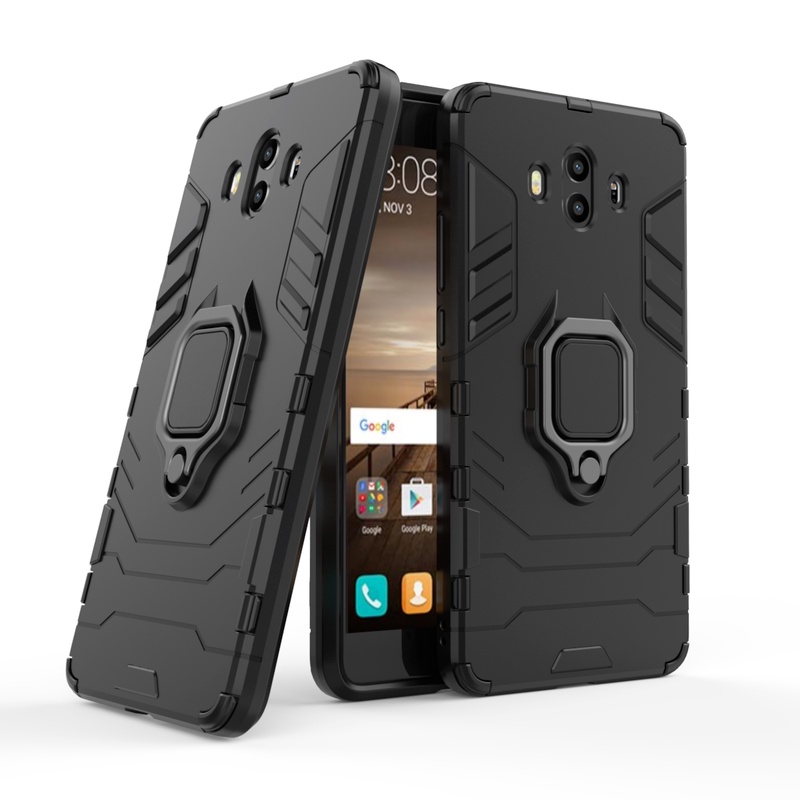 Ốp Điện Thoại PC + Silicone Mềm Chống Sốc Có Vòng Nhẫn Giá Đỡ Xoay Cho Huawei Mate 10 9 Lite