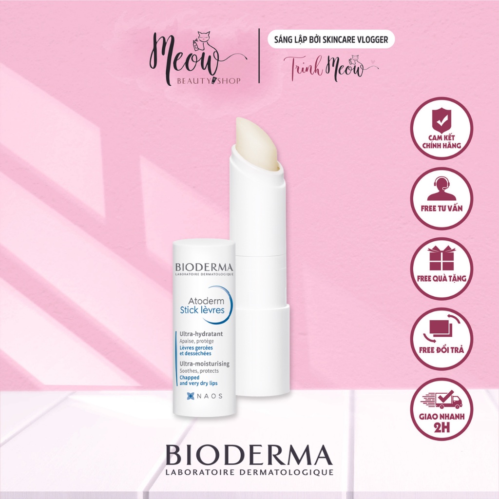 Sáp dưỡng môi khô nứt nẻ Bioderma Atoderm Stick Levres 4g