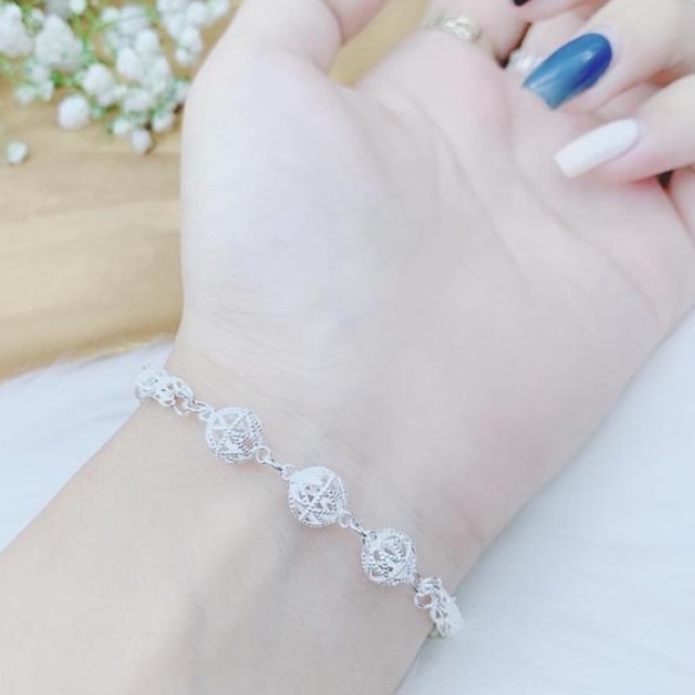 Lắc tay Nữ Bạc ta Dây phụng mặt cầu kim tiền Thiết kế nhẹ nhàng tinh tế. Mẫu mới nhất Mainomi Shop Bạc Xinh