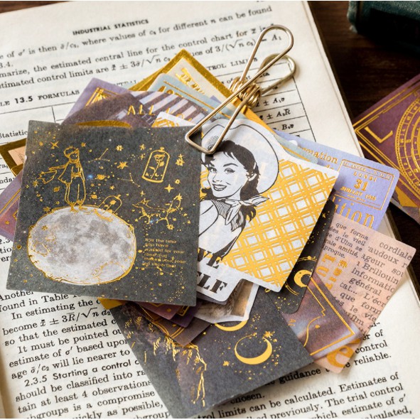 Sticker - nhãn dán nghệ thuật - trang trí DIY -  bullet journal ánh kim - vintage - châu âu cổ điển x 1 gói 60 miếng dán