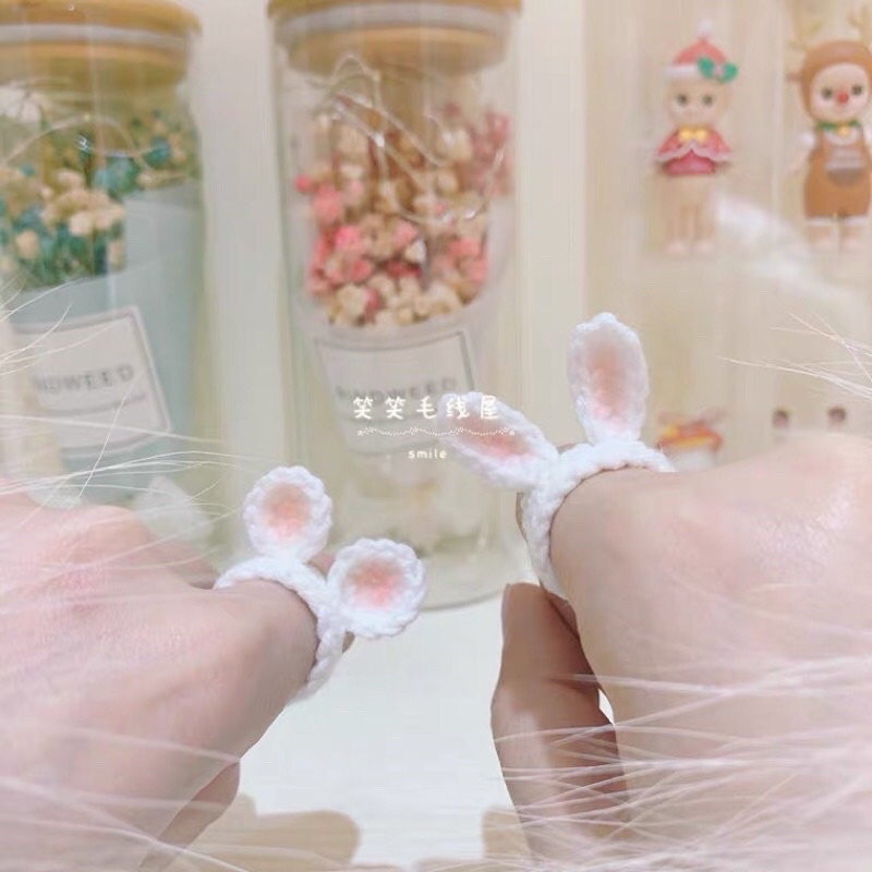 NHẪN LEN Đôi hình tai thỏ , gấu dễ thương . nhẫn cho cặp đôi