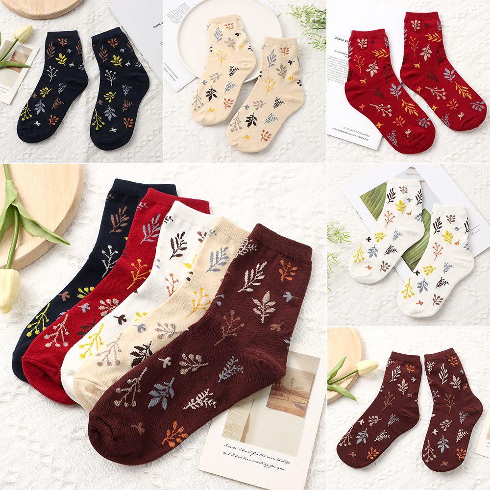 CACTU Vớ Cotton In Họa Tiết Phong Cách Harajuku Nhật Bản Thời Trang Thu Đông