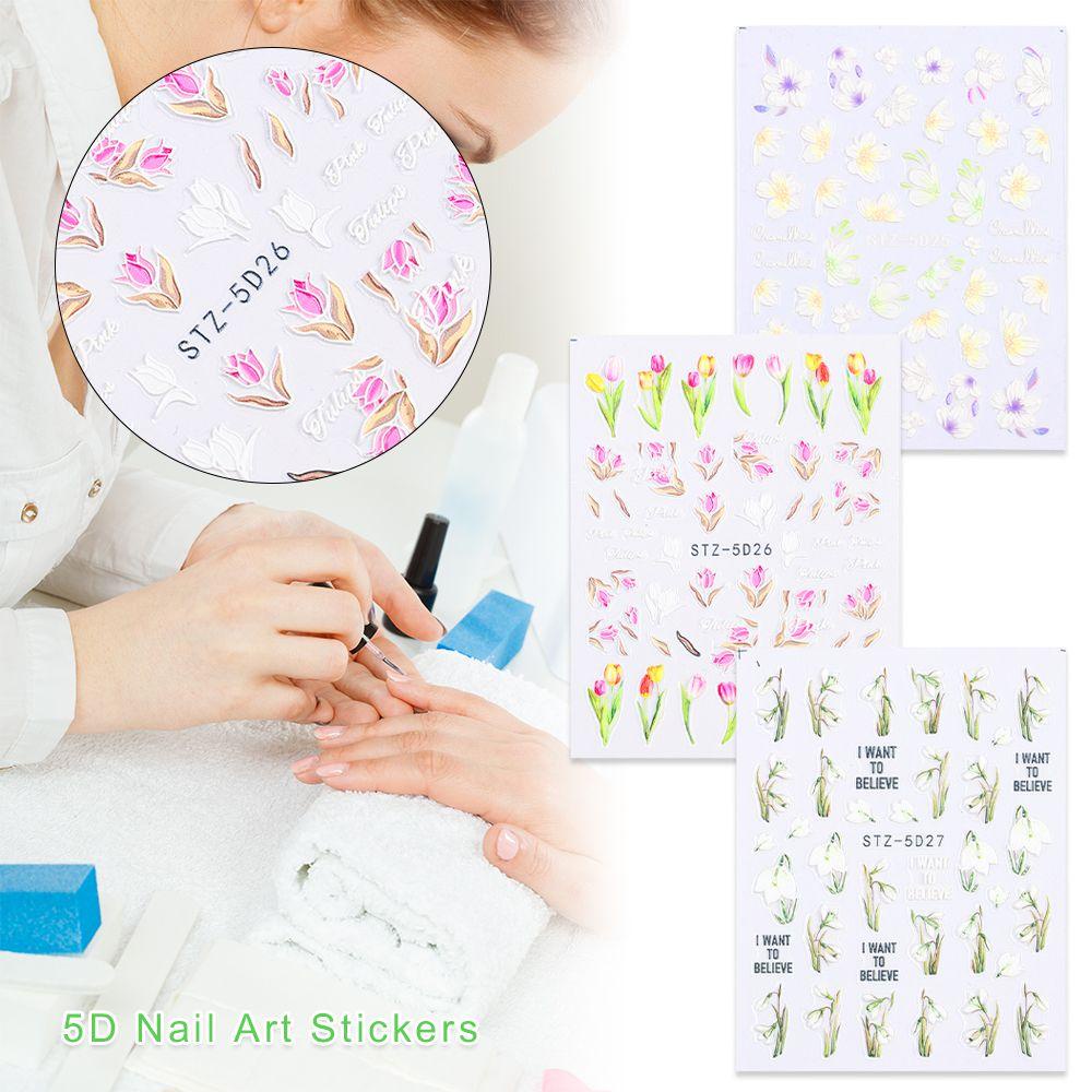 CACTU Miếng Dán Dập Nổi Trang Trí Móng Tay Nghệ Thuật DIY