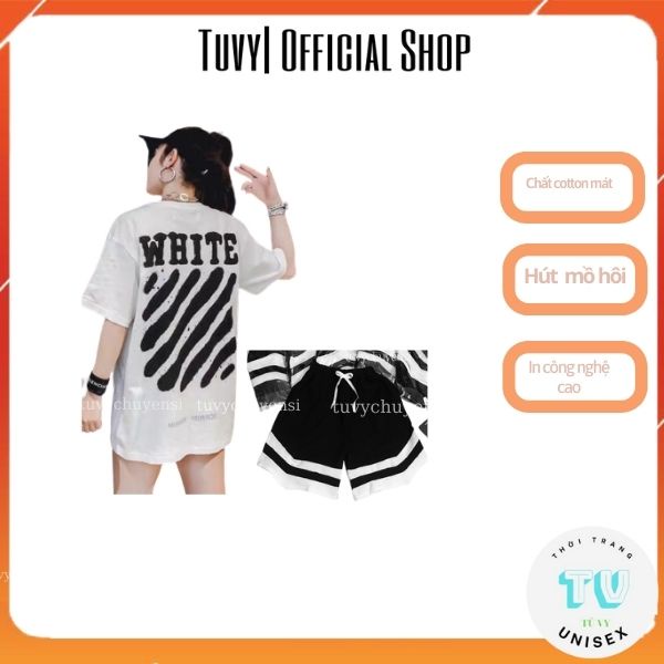 Bộ Thể Thao Nam TUVYSHOP Combo Quần 2V + Áo Thun Off-White Cotton Mát Hút Mồ Hôi