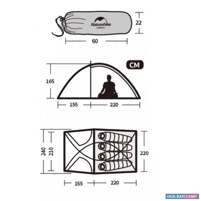 Lều 4 Người Hiby NatureHike NH19ZP005