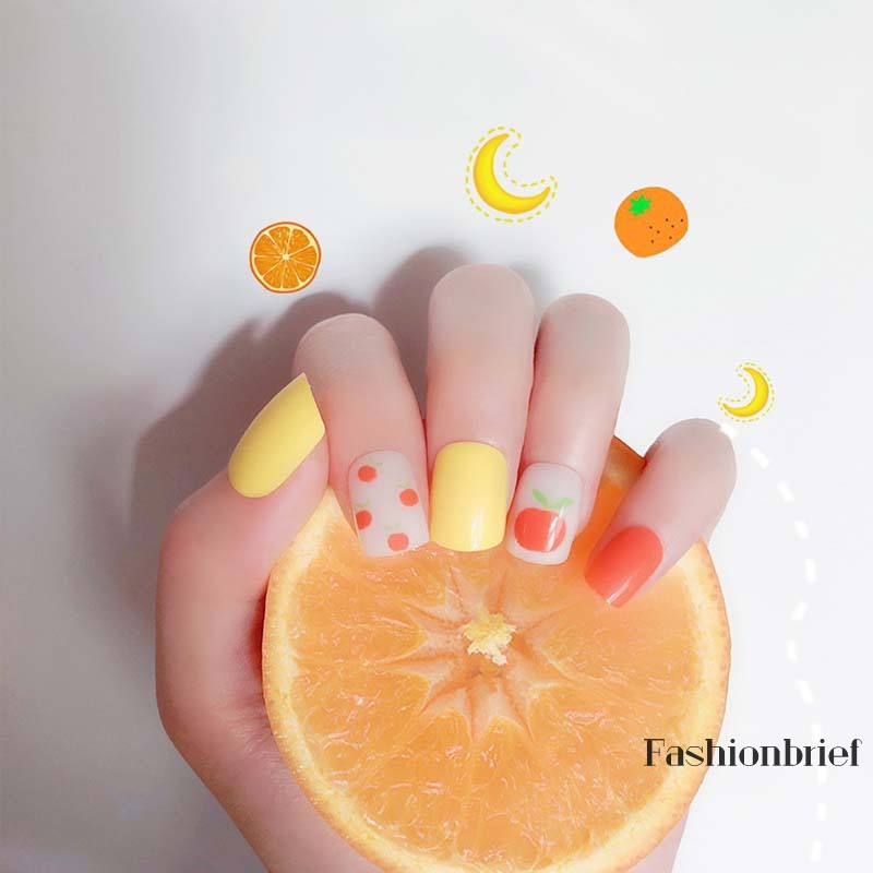 Set 24 móng tay giả in hình trái cây mùa hè dễ thương