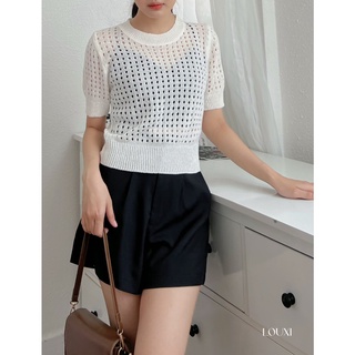 Áo thun len mềm đục lỗ croptop