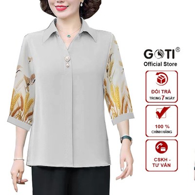 Áo trung niên nữ dáng suông rộng bigsize kiểu cổ sơ mi tay lững tặng mẹ u40-50 GOTI 3A26 3A27 3A29 3A33