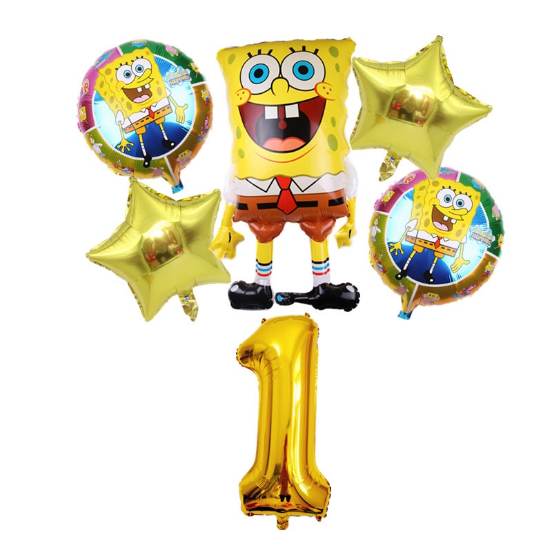 Bộ 6 Bong Bóng Trang Trí Tiệc Sinh Nhật In Hình SpongeBob Cho Trẻ Em