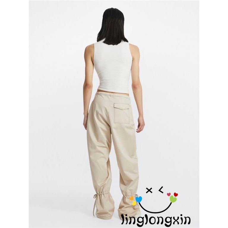 Quần Baggy Dài Ống Rộng Lưng Cao Có Thể Điều Chỉnh Kích Thước Linglongxi2-Y2K Dành Cho Nữ