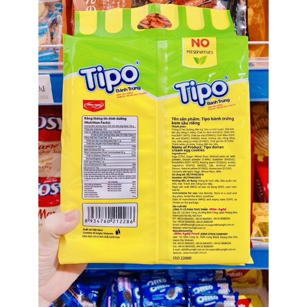 BÁNH TRỨNG TIPO VỊ TRỨNG/SẦU RIÊNG 220G
