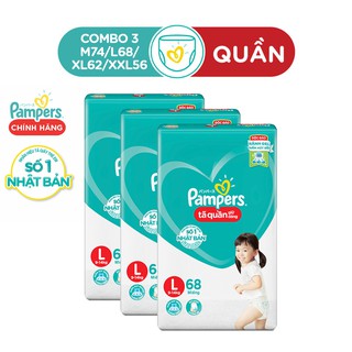 Combo 3 Tã quần Pampers M74 (7-12kg)