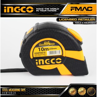 10 mét thước kéo thước cuộn thép nền vàng 10m x 25mm steel measuring tape ingco hsmt0810