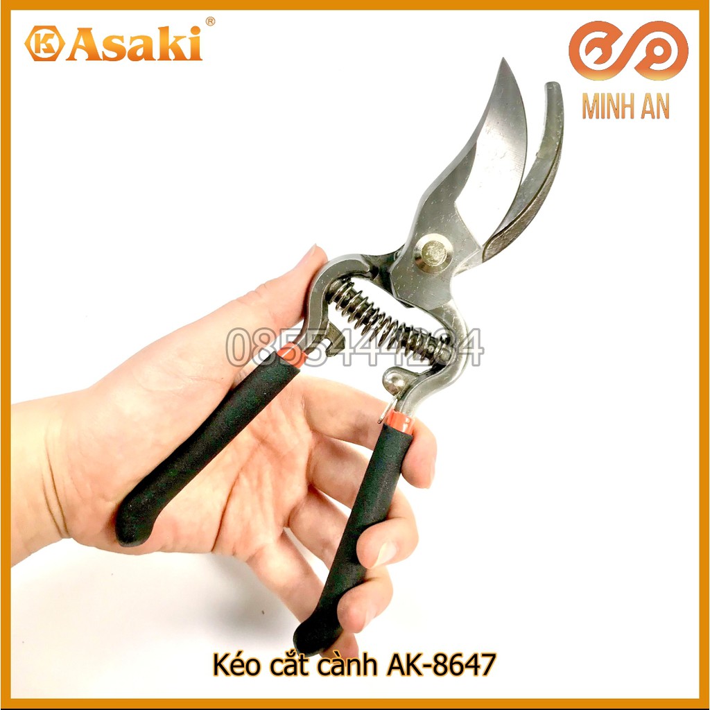 Kéo cắt cành [HÀNG CHÍNH HÃNG] ASAKI AK-8647 - Kéo cắt, tỉa cành cây, làm vườn lưỡi hợp kim sắc bén, cắt ngọt