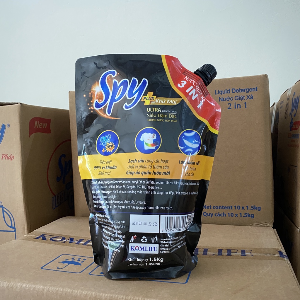 Nước giặt xả SPY Ultra Clean PLus 1,5kg (Túi)