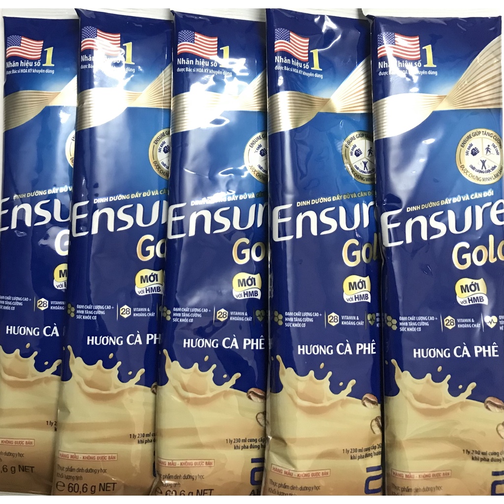 [Combo 5 gói] Sữa gói Ensure gold hàng Sample 60.6g date mới nhất