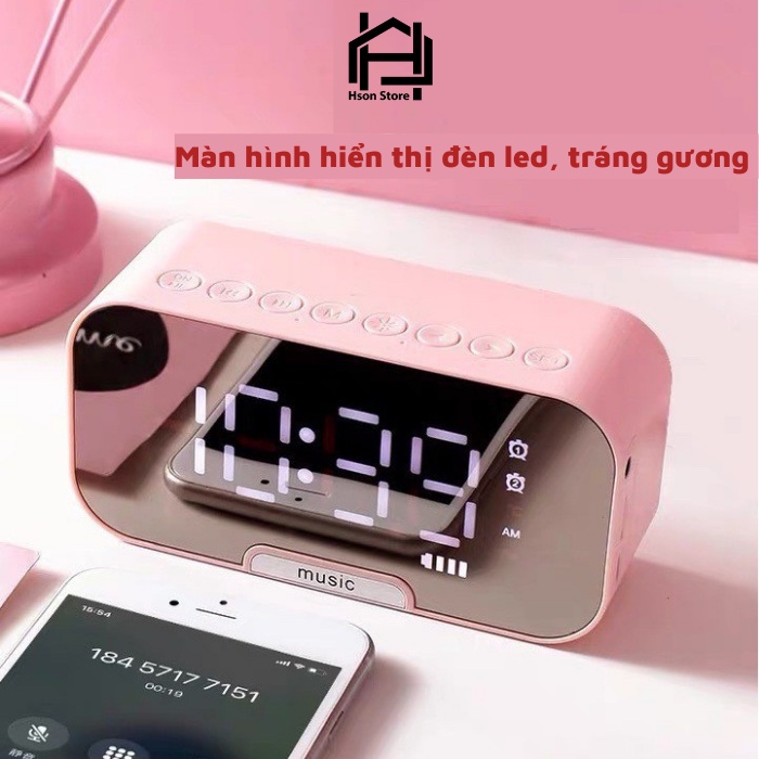 [BH 1 đổi 1] Loa bluetooth Q5 bản cao cấp nhất hiện tại, loa nghe nhạc HSON kiêm đồng hồ, báo thức, nghe đài FM, đèn led