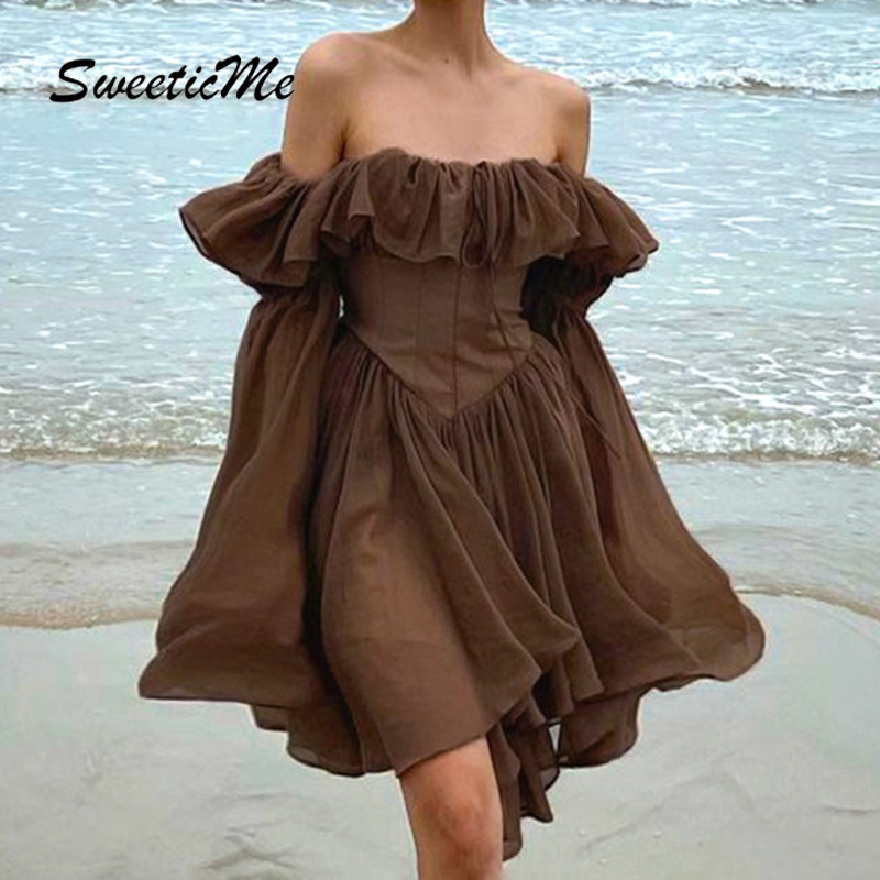 Đầm Trễ Vai Sweeticme   Dáng Ôm Gợi Cảm Cho Nữ
