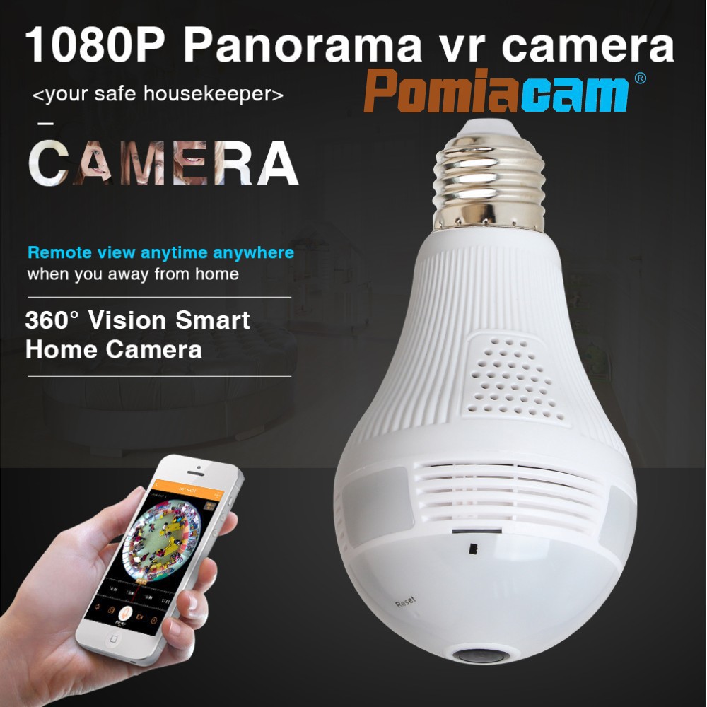 Camera Ip Wifi Hình Bóng Đèn Mắt Cá Xoay 360 Độ Quay 360 Độ 1080p