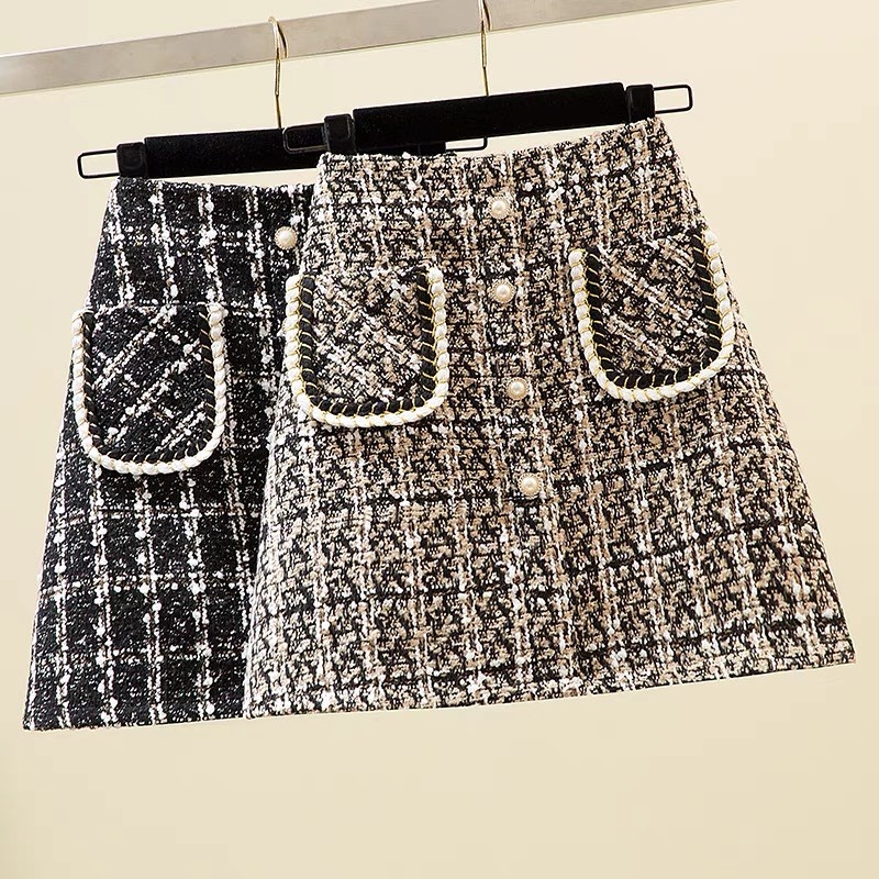Chân Váy Dạ Tweed Chữ A Ngắn Có Quần Lót Trong 3 Cúc phong cách Hàn Quốc Okella (có ảnh-video shop chụp) | BigBuy360 - bigbuy360.vn
