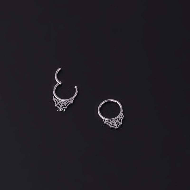 1 Khuyên Mũi Hình Mạng Nhện 8mm Bằng Thép Không Gỉ 16G