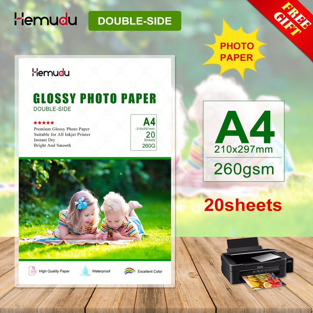 GIẤY IN ẢNH A4 High Quality Double Sided Glossy Photo Paper 260gsm 20 Sheets Inkjet Photo Paper