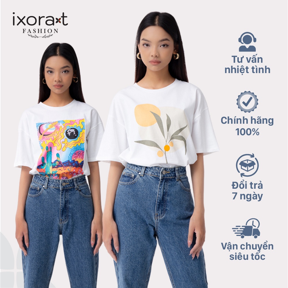 Áo thun Cotton cao cấp thương hiệu W in hình họa tiết IXORAT FASHION chất liệu cotton thoáng mát form rộng thoải mái