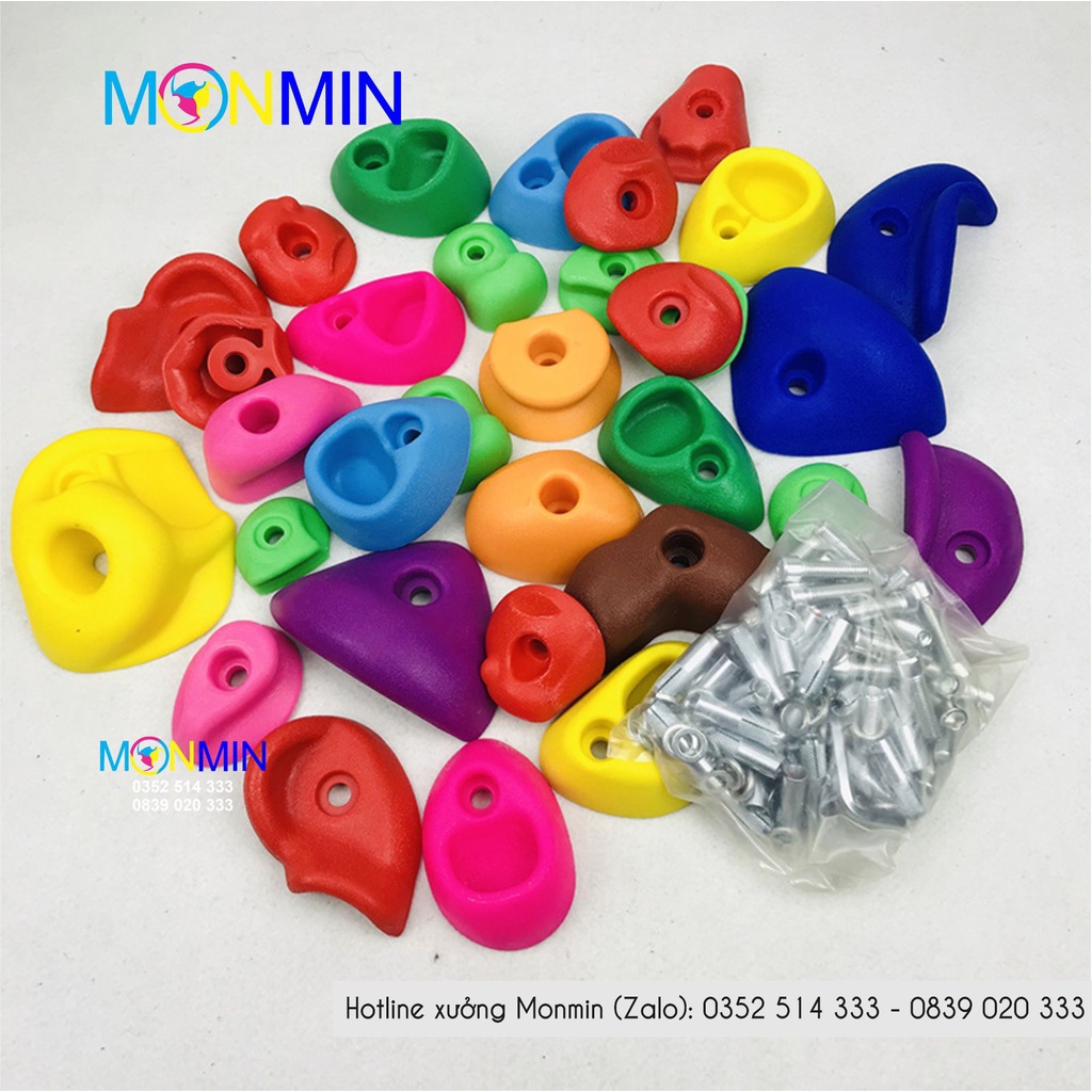 Mấu leo núi trẻ em 32 chi tiết Monmin gắn tường trong nhà, ngoài trời - Hàng cao cấp