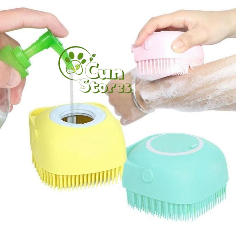 Bàn Chải Tắm/Bông Tắm Silicon Tạo Bọt Matxa Cho Chó Mèo có Chỗ Đựng Sữa Tắm  - Phụ Kiện Thú Cưng Cún Stores