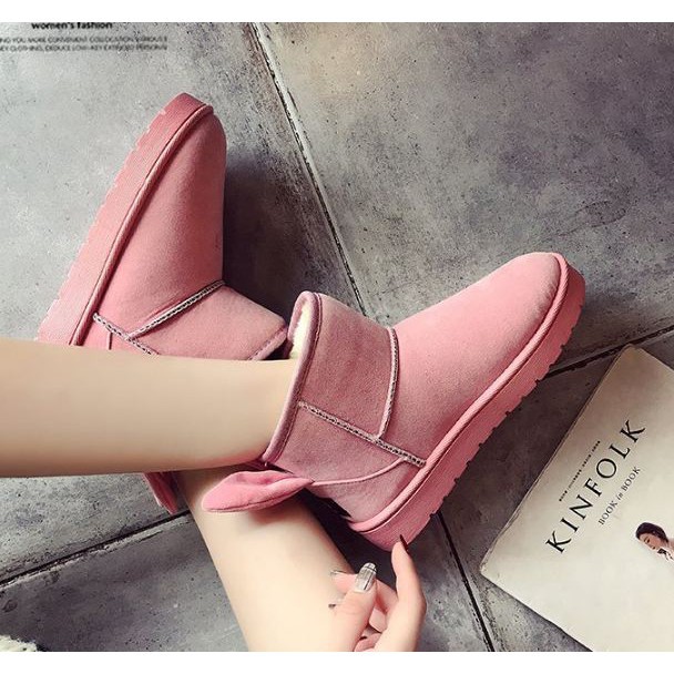 T1074 Boots lông da lộn tai thỏ đáng yêu lót dày ấm áp thu đông 2018